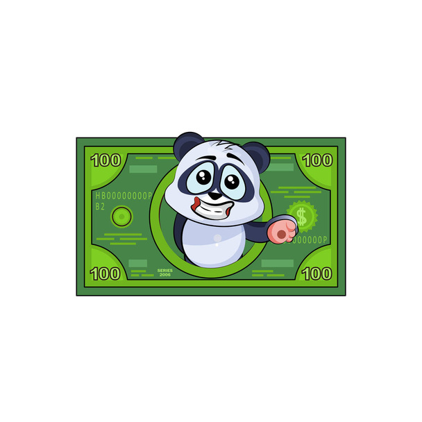 Pandabär-Aufkleber Emoticon Geld Gewinn Dollar - Vektor, Bild
