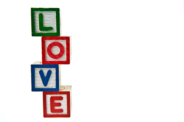 Liebe von Block Spielzeug isoliert auf weißem Hintergrund - Foto, Bild