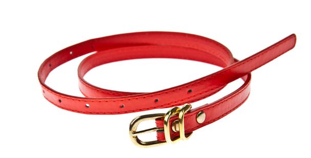 Cinturão de estilo feminino vermelho isolado no fundo branco
 - Foto, Imagem