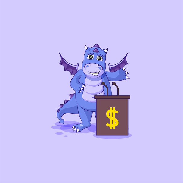pegatina de dragón altavoz emoticono detrás del podio
 - Vector, Imagen