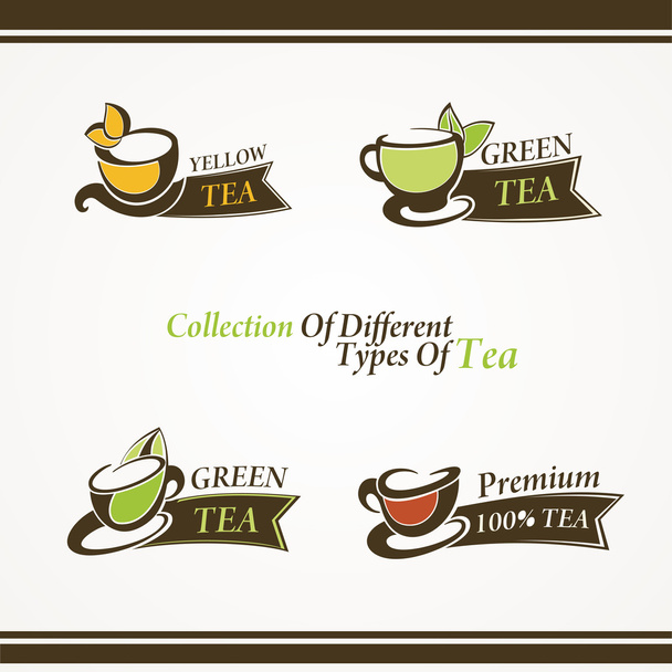 Set of different symbols tea - Vektori, kuva