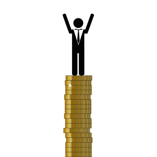 gazdag ember áll aranyat pénzügyi piktogram - Vektor, kép