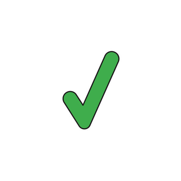 Vector illustration icon concept of check mark. Colored and black outlines. - Διάνυσμα, εικόνα