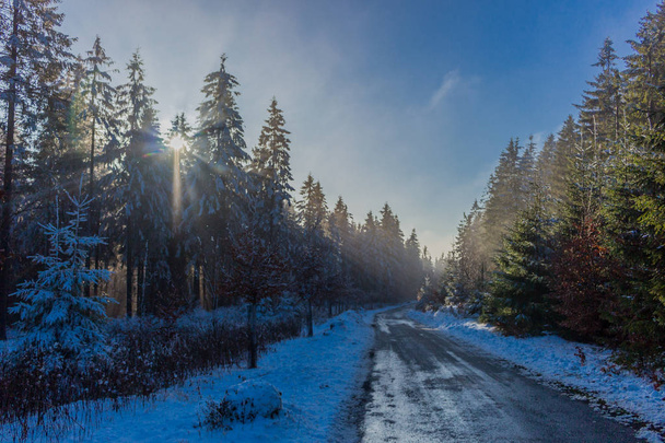 winterse drukte en op de rennsteig - Foto, afbeelding