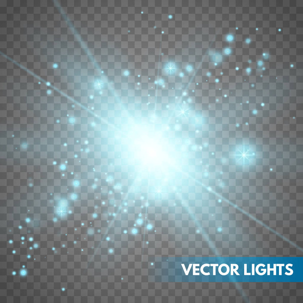 Lens flare effect isolated. Glowing light star. - Vector, Image