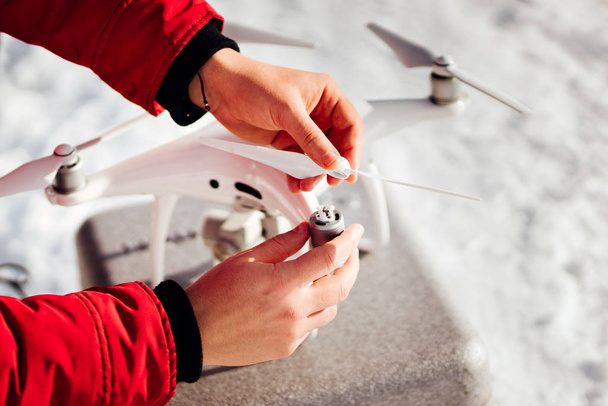 Drone quadcopter détails d'installation - concept de passe-temps uav
 - Photo, image