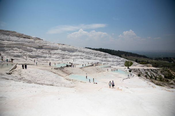 Pamukkale Turkish mineral calcium pool.  The site is a UNESCO World Heritage Site. - Photo, Image