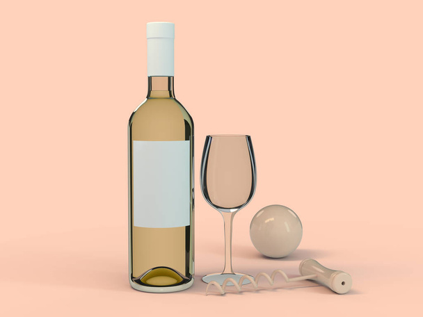 Wine Bottle Mockup. Blank Label. 3D rendering - Photo, Image