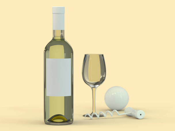 Wine Bottle Mockup. Blank Label. 3D rendering - Photo, Image