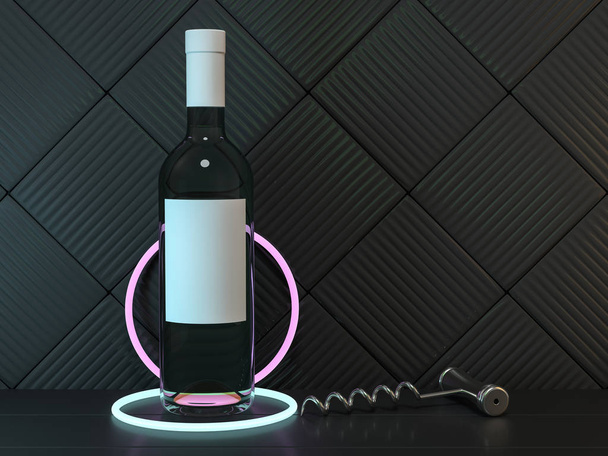 Wine Bottle Mockup. Blank Label. 3D rendering - Foto, Bild