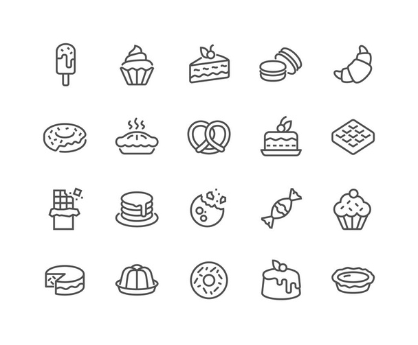 Line Dessert Icons - Вектор,изображение