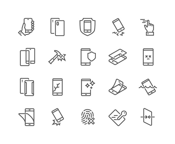 Line Smartphone Protection Icons - Vector, Image