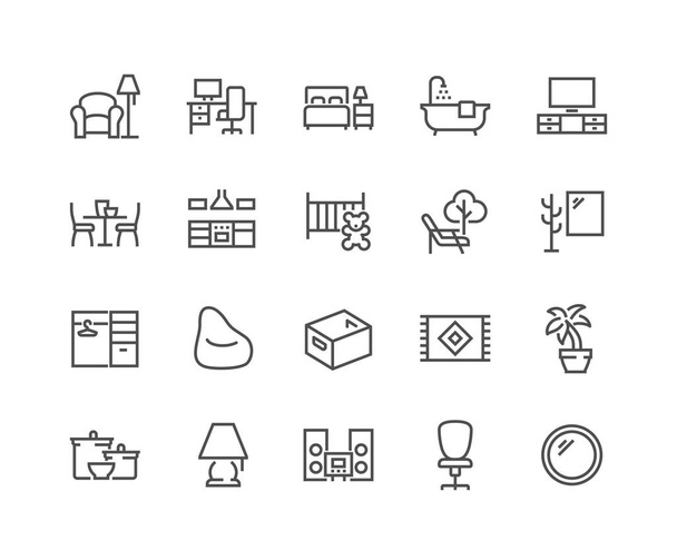 Line Home Room Types Icons - Vector, Image