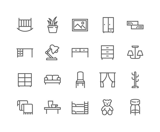 Line Furniture Icons - Vector, Image
