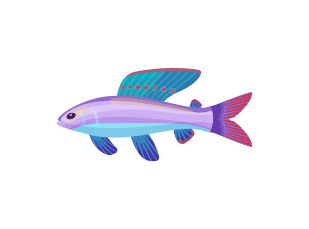 Fish of Purple Color Marine Vector Illustration - Vector, imagen