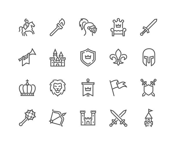 Line Medieval Icons - Vector, Image