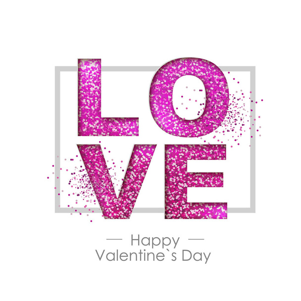 Happy valentines day background with love heart. Typgraphy greeting card design - Vektori, kuva