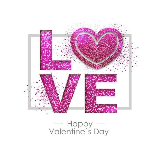 Happy valentines day background with love heart. Typgraphy greeting card design - Вектор, зображення