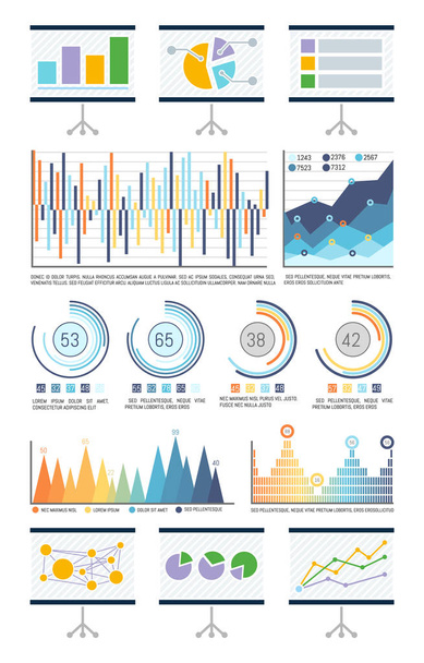 Statistics in Visual Form, Charts and Flowcharts - Vektor, obrázek
