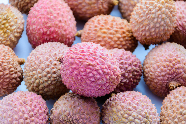 Lychee (LEE-chee; Litchi chinensis) is the sole member of the genus Litchi in the soapberry family, Sapindaceae. Tropical fruit. - Photo, image