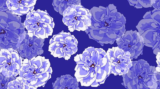 Blue Roses Seamless Elegant Pattern. - Vecteur, image