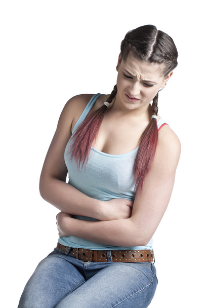 une femme souffrant de douleurs abdominales
 - Photo, image