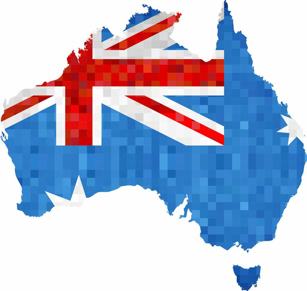 -図では、オーストラリアの抽象モザイク地図の内部フラグとグランジ オーストラリア地図 - ベクター画像