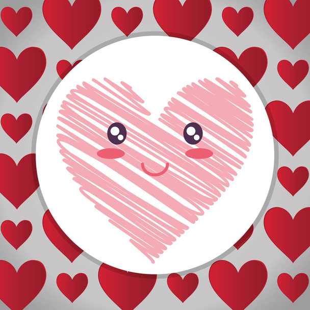 heart face emoticon character - Vector, afbeelding