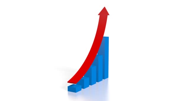 3D chart with upwards arrow, white background - great for topics like finance etc. - Video