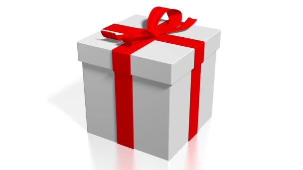 3D-Geschenkbox, weißer Hintergrund - ideal für Themen wie Überraschung, Geburtstag, Weihnachten usw.. - Filmmaterial, Video