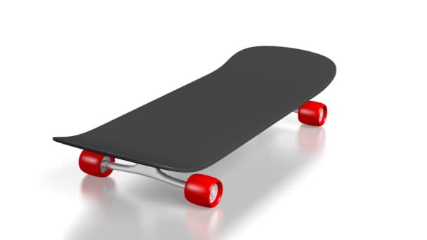 3D Skateboard auf weißem Hintergrund - Filmmaterial, Video