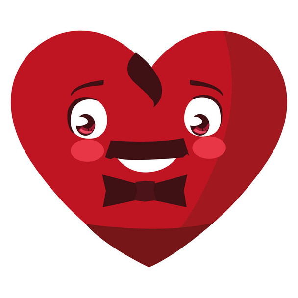 heart with bowtie emoticon character - Vector, Image