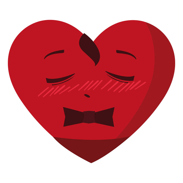 hart met bowtie emoticon karakter - Vector, afbeelding