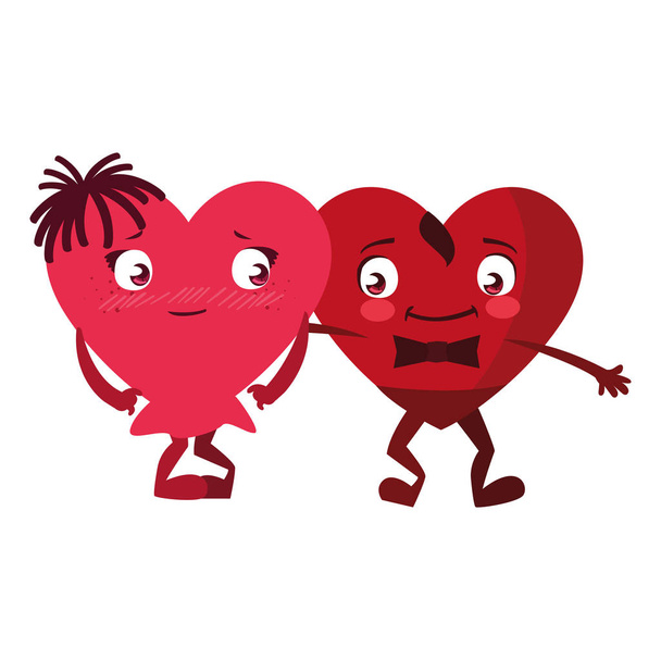 δυο καρδιές emoticons χαρακτήρες - Διάνυσμα, εικόνα
