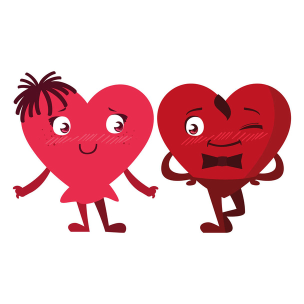 hearts couple emoticons characters - Vector, Image