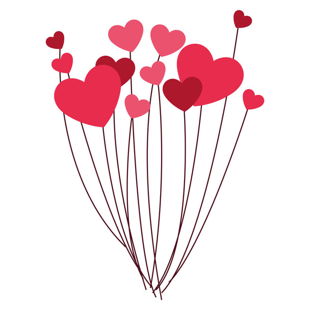 balões de hélio com forma de corações
 - Vetor, Imagem