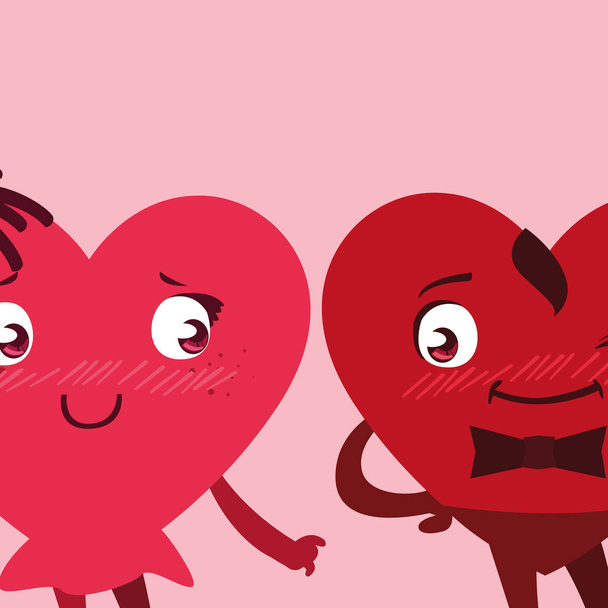 hearts couple emoticons characters - Vector, Image