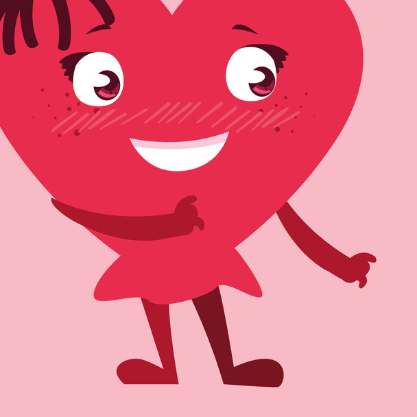 heart face emoticon character - Vector, afbeelding