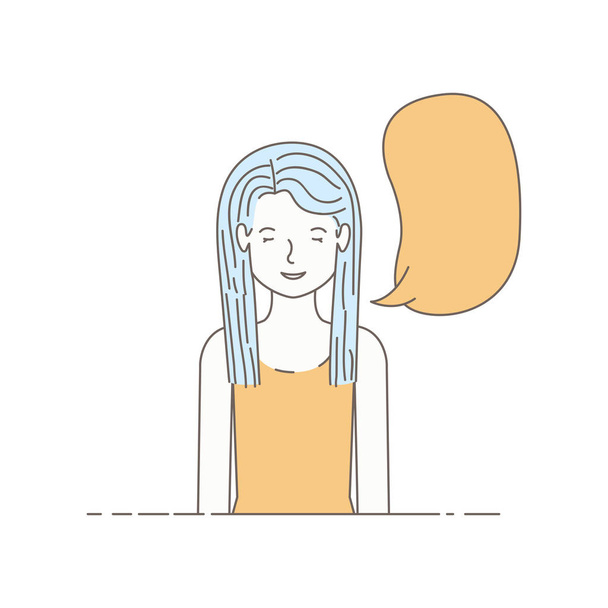 jovem mulher com fala bolha avatar personagem
 - Vetor, Imagem