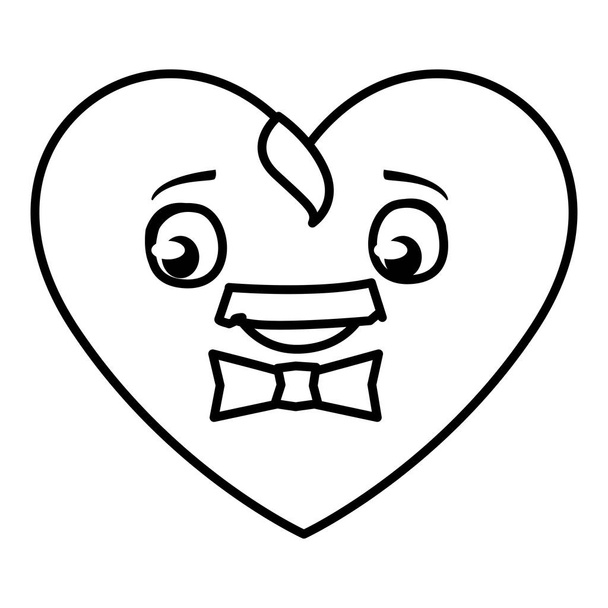 καρδιά με παπιγιόν φατσούλα χαρακτήρα - Διάνυσμα, εικόνα