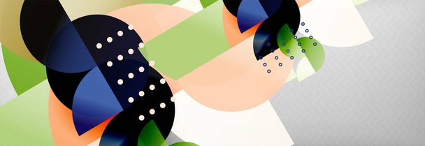 Semi cicrle geometric backgrounds on grey, modern geometric pattern design. Vector business or technology presentation design template, brochure or flyer pattern, or geometric banner - Vector, Image