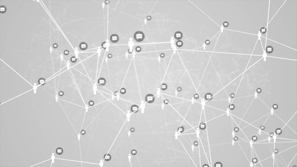 soziale Netzwerke verbinden Menschen mit molekularer Struktur weißen Hintergrund. abstrakte futuristische digitale Technologie grafische Illustration Konzept. - Foto, Bild
