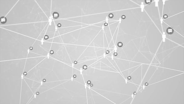 Κοινωνικό δίκτυο σύνδεσης άτομα με μόριο δομή λευκό φόντο. Γραφική απεικόνιση έννοια αφηρημένη φουτουριστικό ψηφιακής τεχνολογίας. - Φωτογραφία, εικόνα