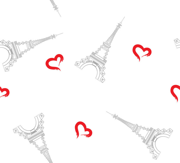 illustrazione vettoriale della Torre Eiffel sfondo senza soluzione di continuità con i cuori
. - Vettoriali, immagini