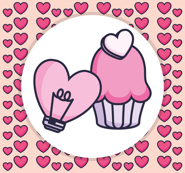 sweet cupcake with heart - Vecteur, image