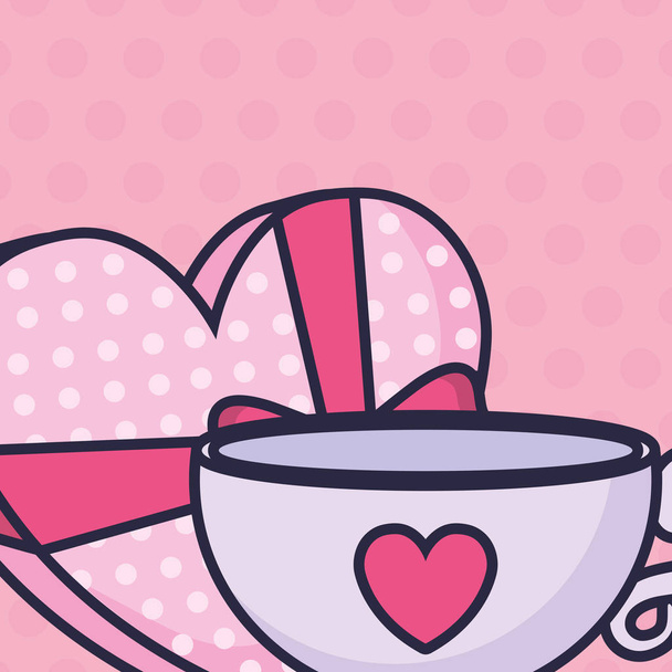 coffee cup with heart - Вектор,изображение