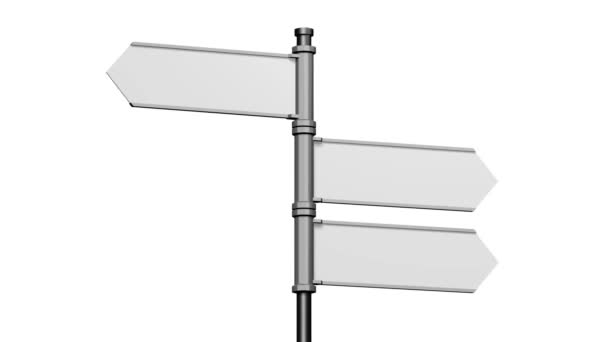 Panneau 3D (panneau routier) avec trois flèches sur fond blanc - animation
 - Séquence, vidéo