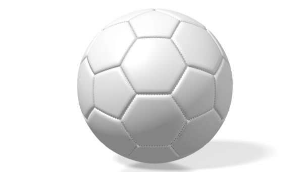3D ποδοσφαίρου / ποδοσφαίρου μπάλα σε λευκό φόντο. - Πλάνα, βίντεο