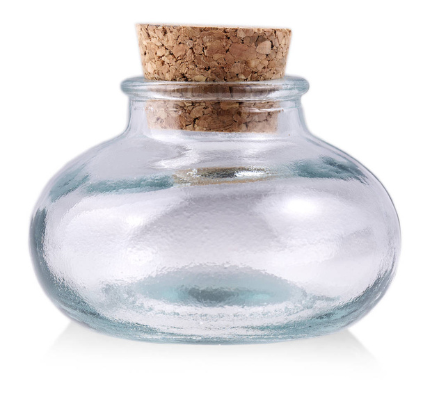 Glass with a cork isolated on a white background - Φωτογραφία, εικόνα