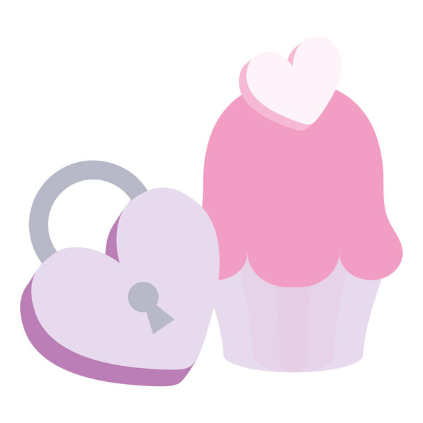 padlock with heart love icon - Vecteur, image